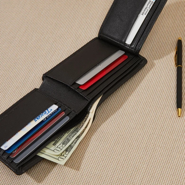Bifold Leather Wallet With Flap
