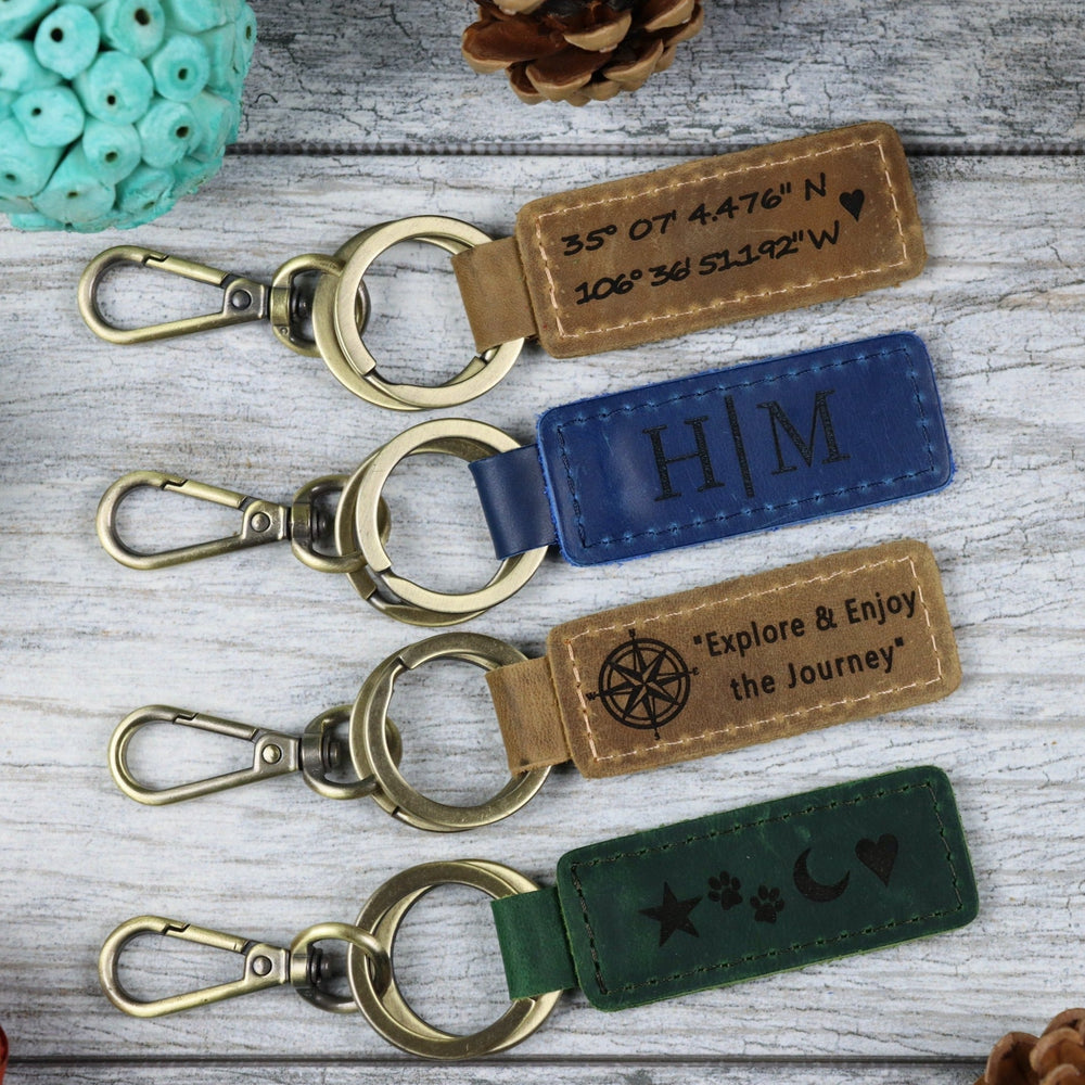 Personalized Leather Keychain, Customized Keychain, Custom Leather Key –  UrWeddingGifts