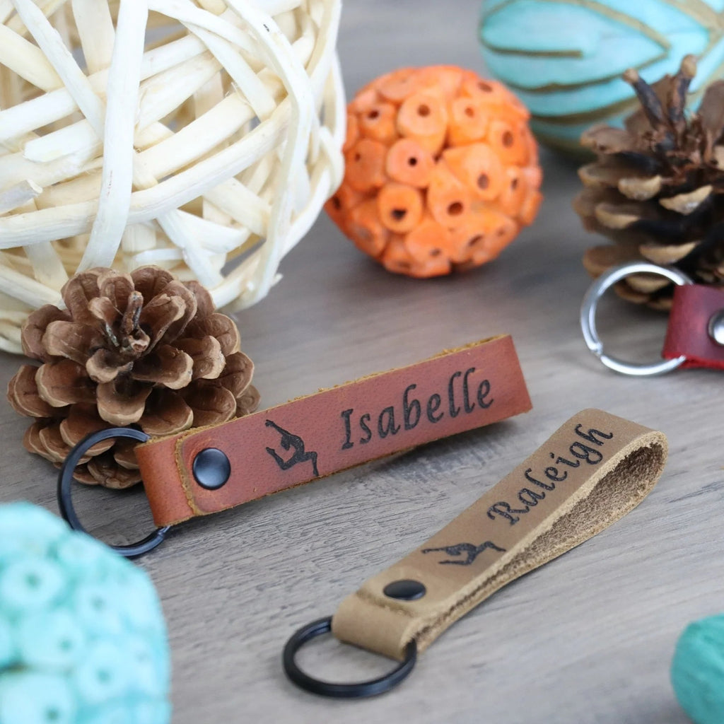 Slim Leather Gymnastic Keychain