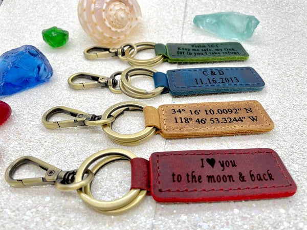 Personalized Leather Keychain. Custom Car Key Fob Key Ring Key Chain  Engraved Handwriting Initial Name Keychain. Handmade Leather Keychain