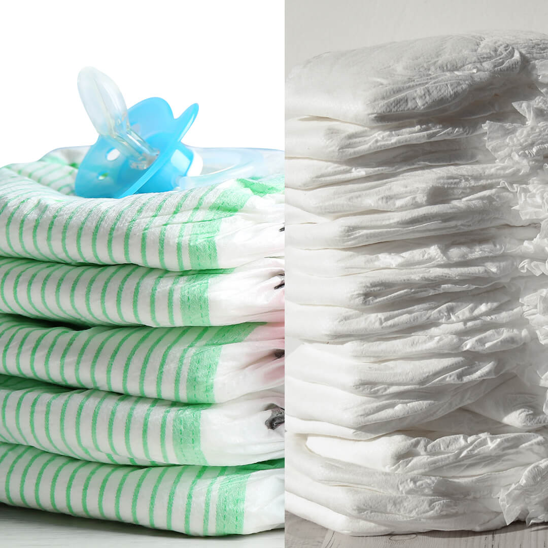 Piles of diapers to choose for newborn baby