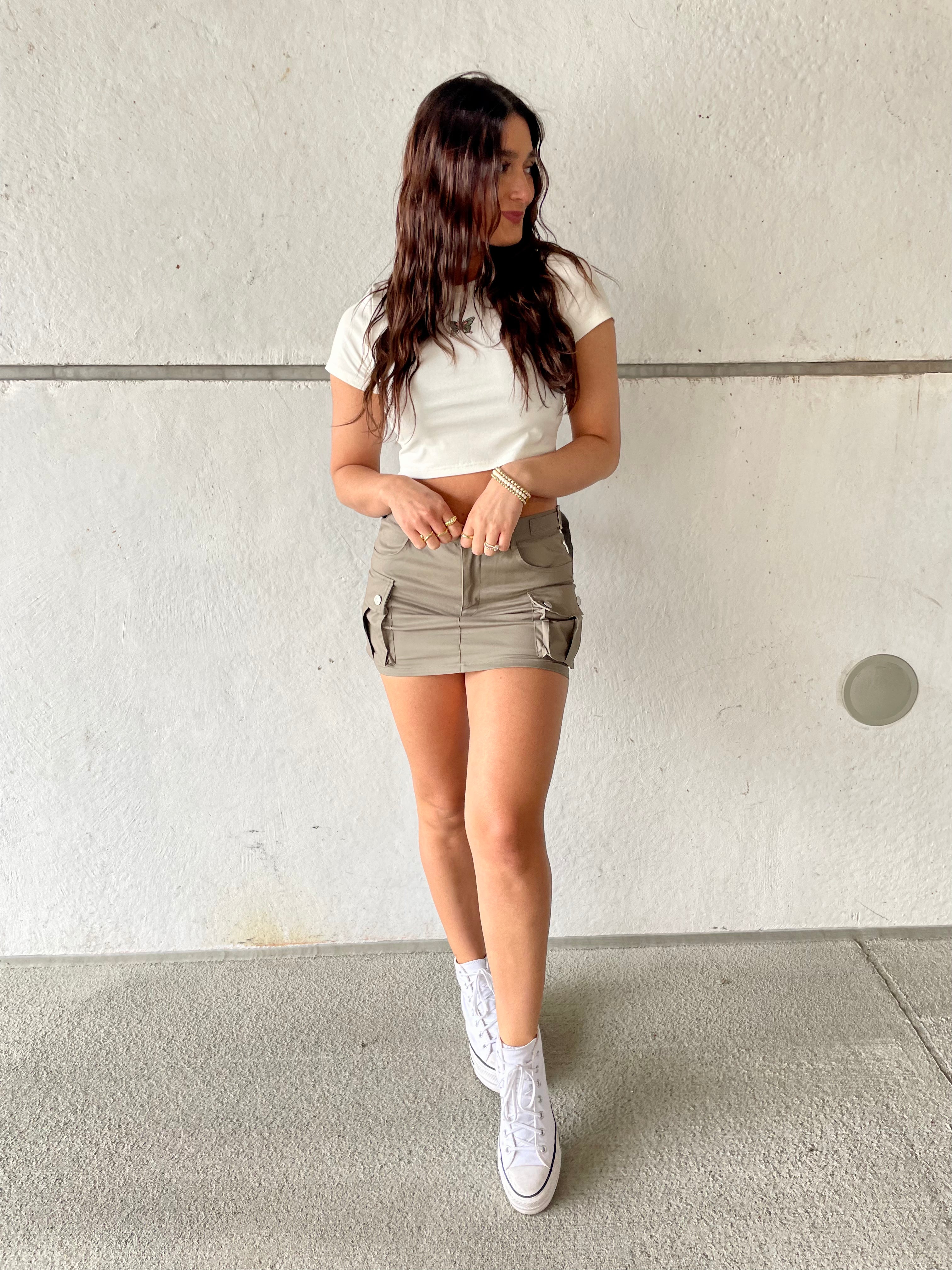 Low Rise Cargo Mini Skirt