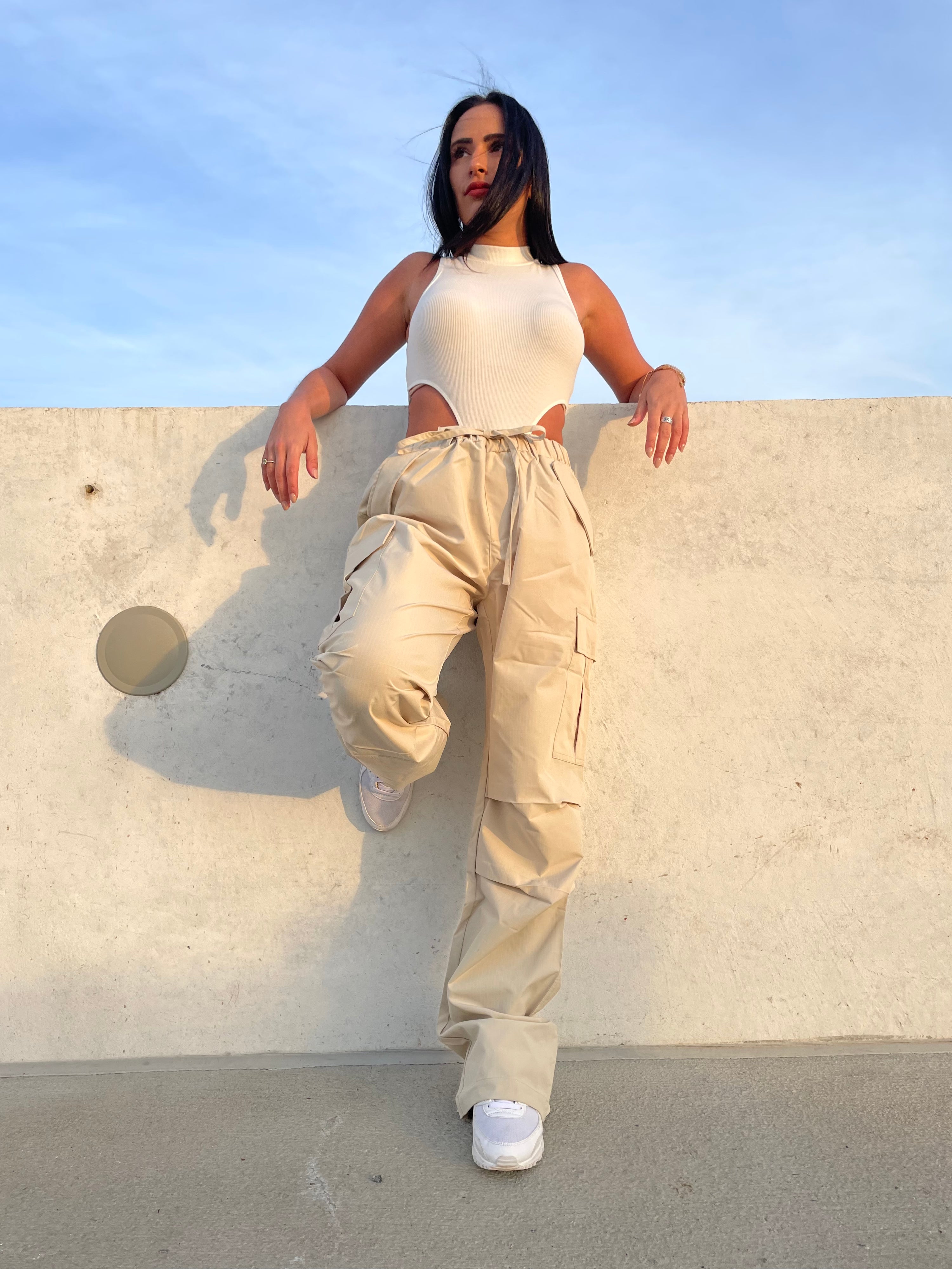 Light Beige Parachute Pants