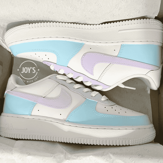 Baby Blue and Black Custom Nike Air Force 1 Mid/High Sneakers-Brand New!