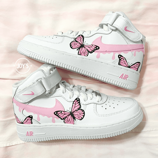 Custom Nike Air Force 1s With Various Blue Butterflies – theshoesgirl