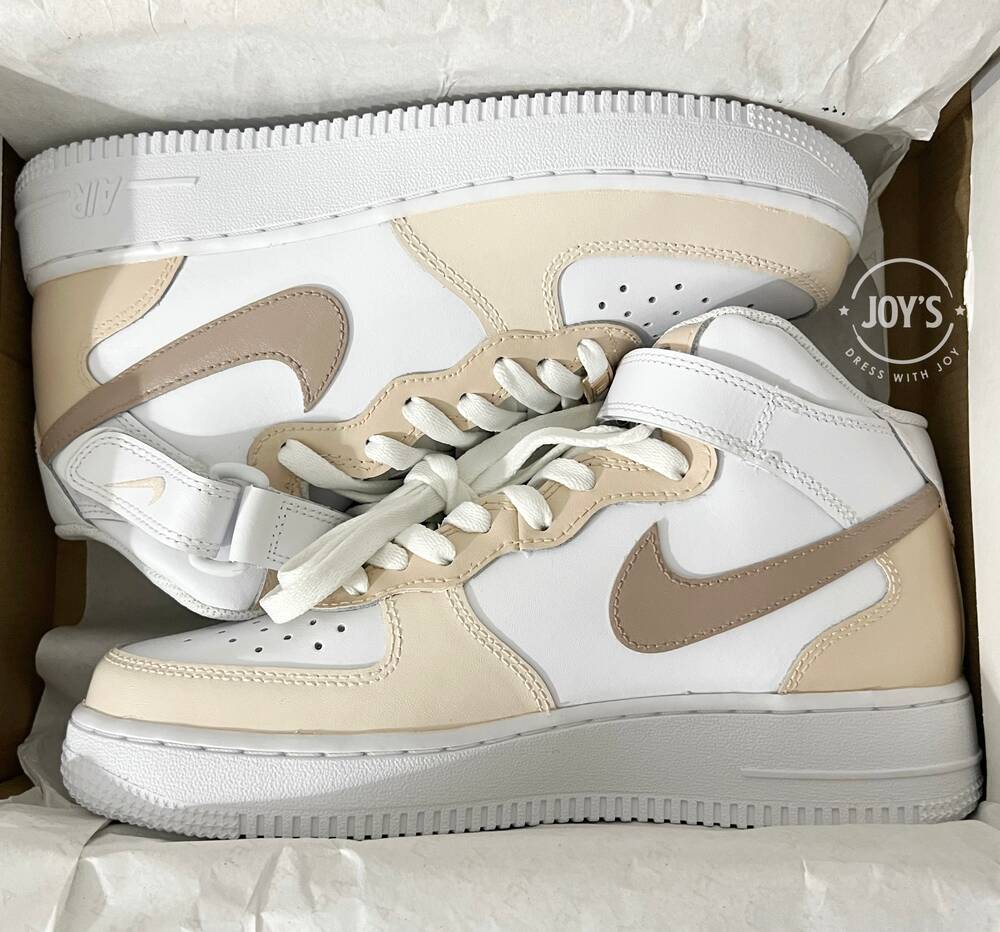 Dripping Beige Custom Air Force 1 Sneakers with Butterflies