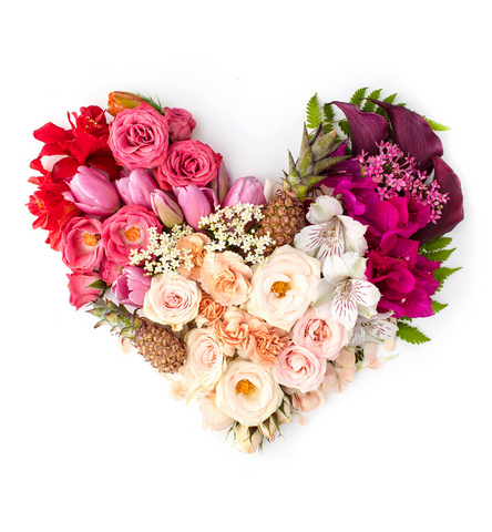 Heart shaped bouquet of flowers