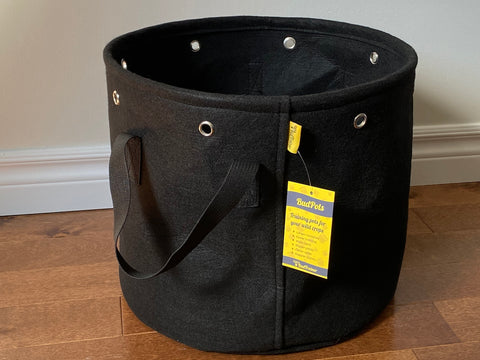 BudPot fabric training pot with 8 holes around a steel-reinforced rim