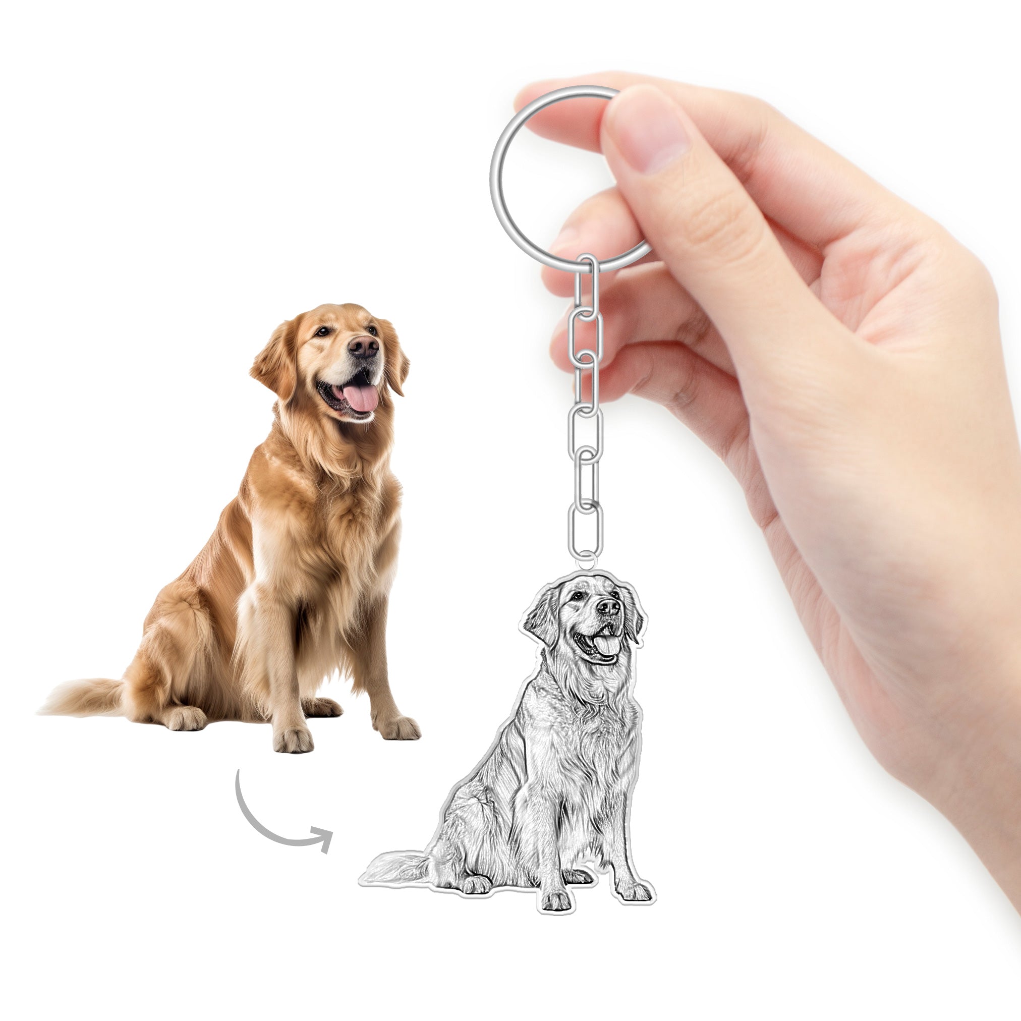 Custom Pet Shaped Keychain with Name Engraved