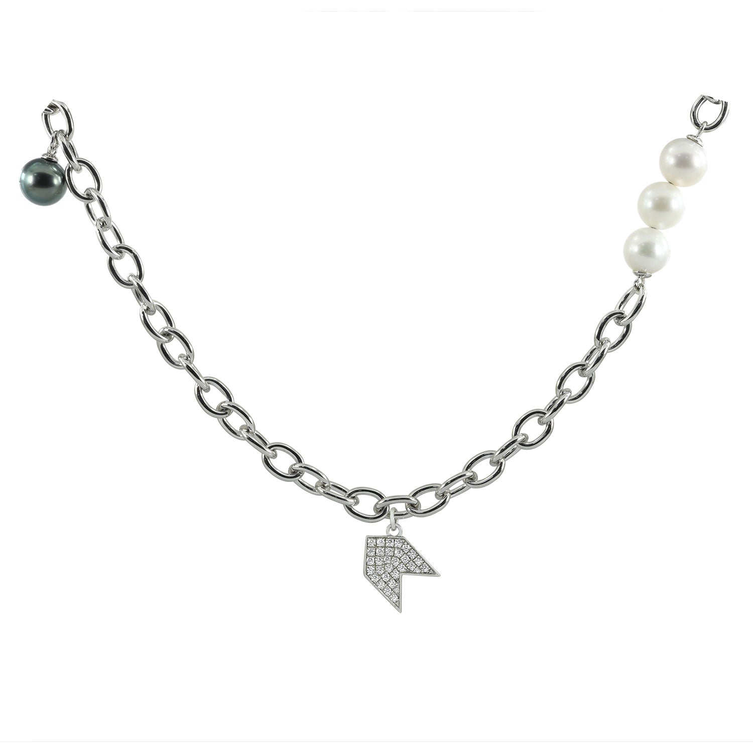 Amaury: Men's Fine Silver Satelite Pearl Chain Necklace – angenoir