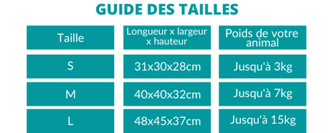 guide des tailles coussin chat