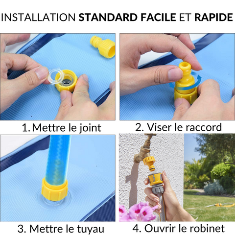 Piscine tapis à jet d'eau pour chien Ø 1,5 m PVC bleu motifs os pattes