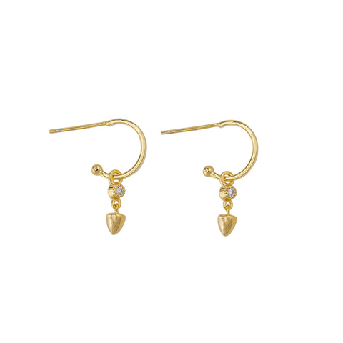 Gold Australian Huggie Drop Earrings with Cubic zirconia