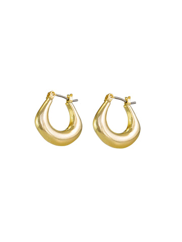 one pair of gold huggie earrings - basket hoops