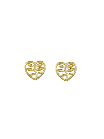 Two Australian gold heart leaf stud earrings