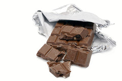 Milk chocolate in foil wrapper