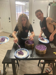 Aaron and Rena with the filipino purple cake 