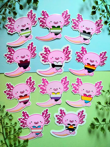Pride Axolotl Stickers from Hitotsu World LLC