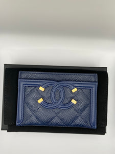 Chanel Card Holder CC Filigree- Navy