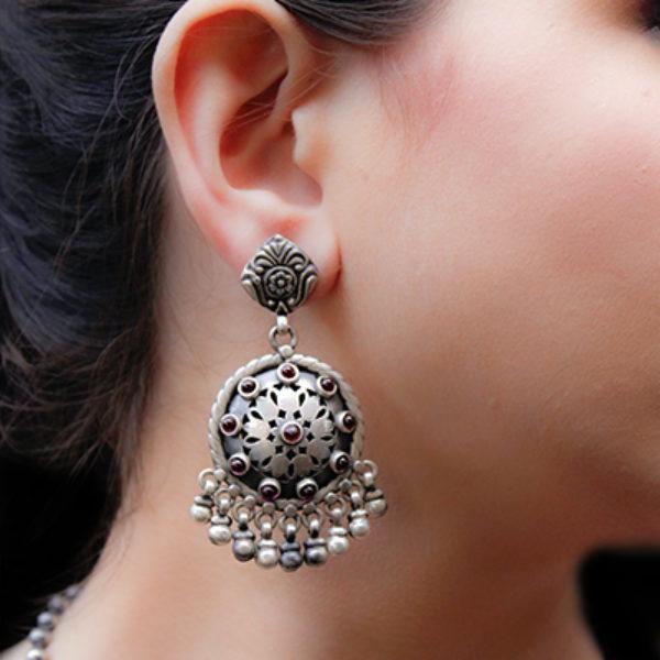 Silver Oxidized Jhumka Earrings, Indian Trendy Earrings – AryaFashions