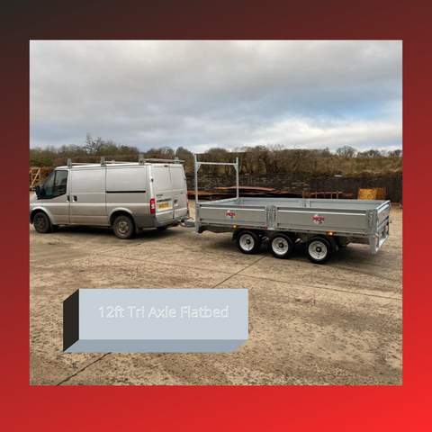 12ft Tri Axle builders trailer for sale with aluminum chequered floor as standard ireland northern ireland UK