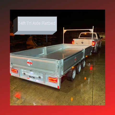 Tandem trailers Tri Axle dropside flatbed trailers with LED lights as standard for sale Northern Ireland Southern Ireland UK MCN Trailers Omagh