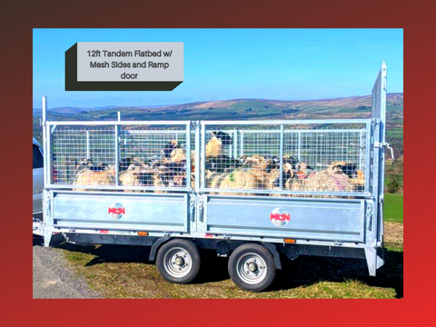 Trailers for sale Northern Ireland Trailers for sale Ireland Trailers for sale Scotland Trailers for sale England 12ft Tandem Flatbed Trailer mesh sides ramp door for sale 
