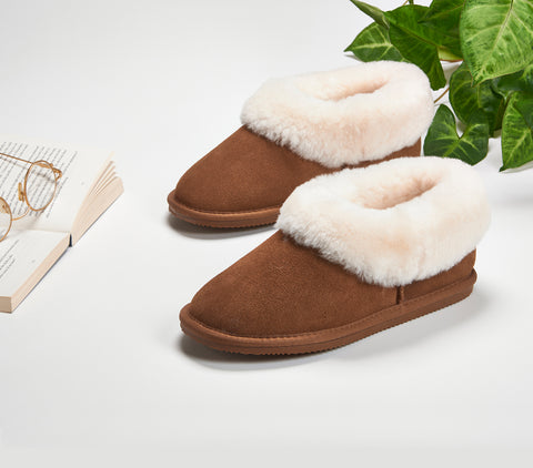 Tessie Clothing Betty Chestnut Brown Sheepskin Slipper Boots