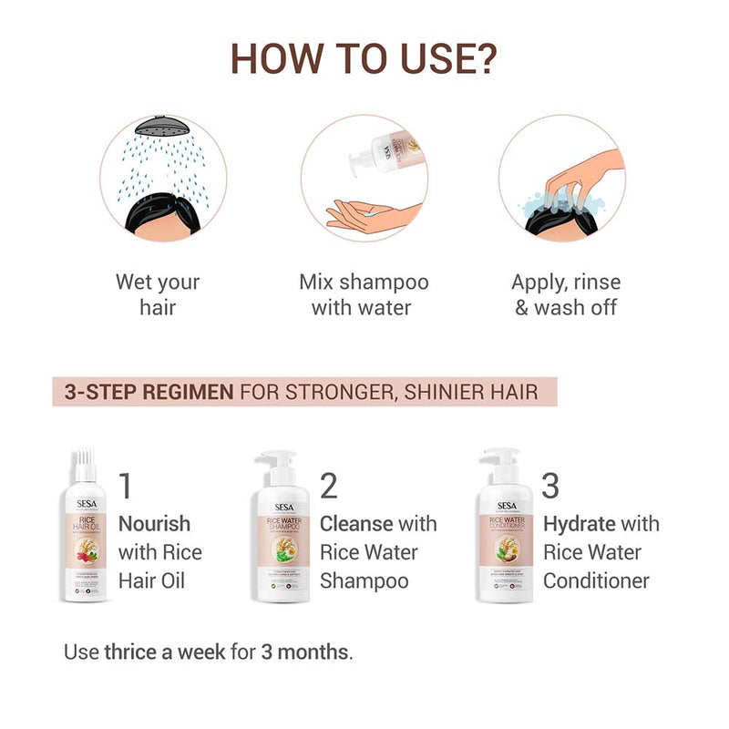 Rice Water Shampoo with Biotin & Aloe Vera for Soft & Shiny Hair – Sesa Care