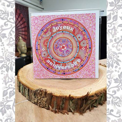Carte Postale Joyeux Anniversaire Mandala Rose Livree Avec Fenicy