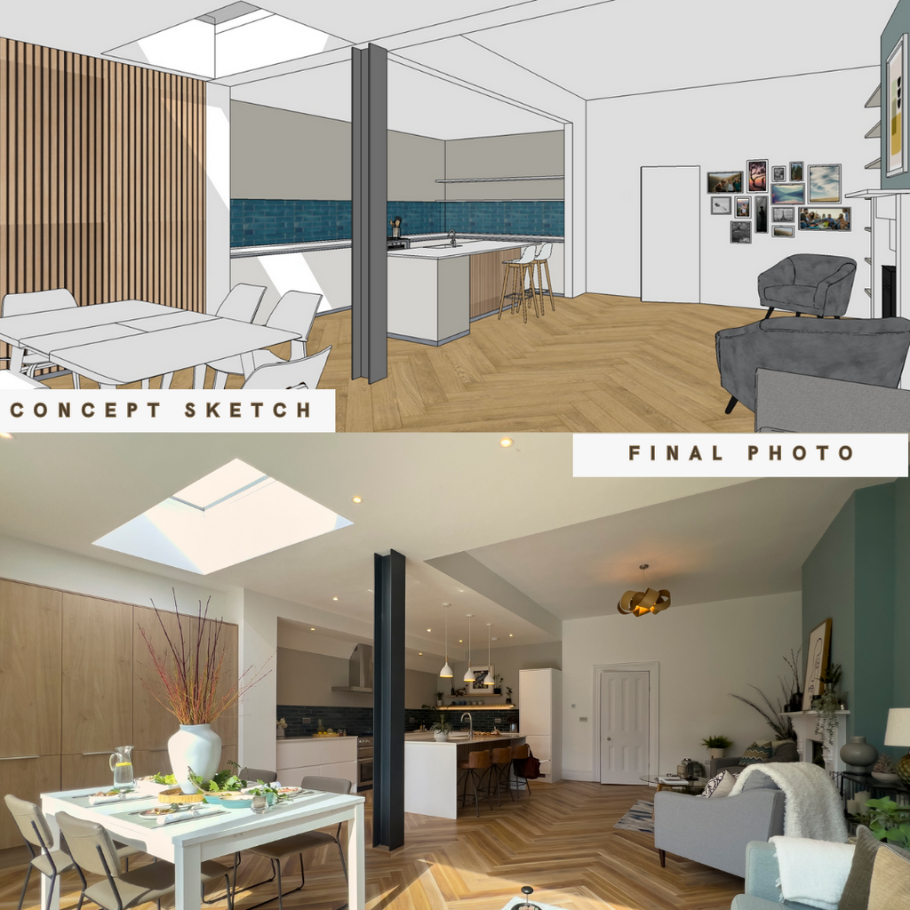 Concept versus reality interior render