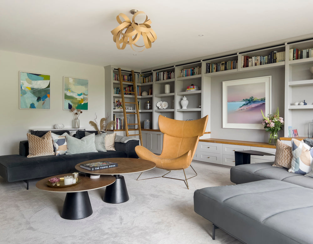 Modern Living Room with library shelf