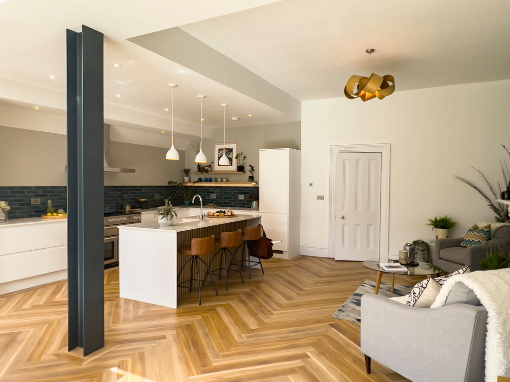 Living Room View with Tom Raffield Light Pendant