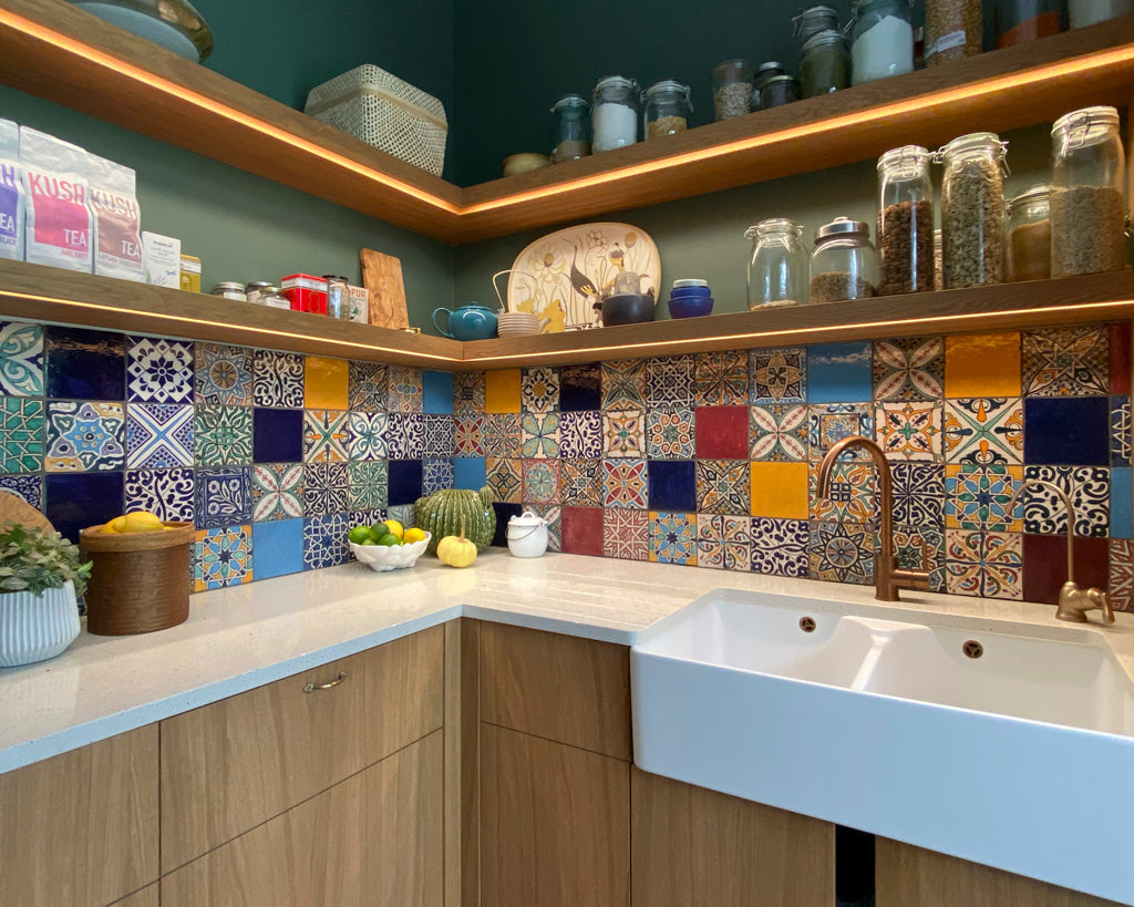 Kitchen splashback colourful morrocan inspired wall mosaic