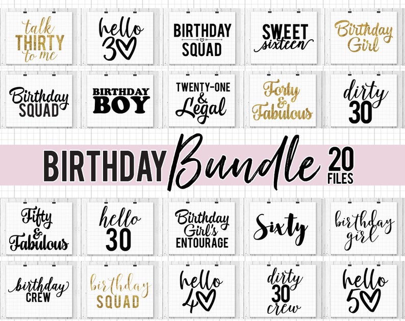 Birthday Svg Clipart Printable Bundle Svgista