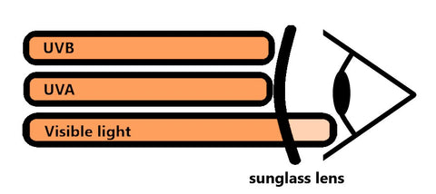 UV protection - UVA and UVB blocked by sunglass lens