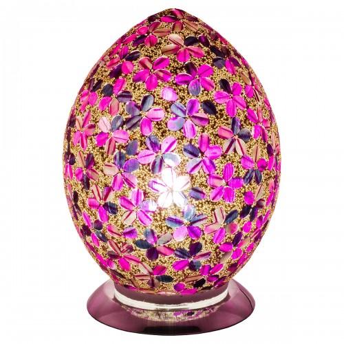 Mosaic Glass Egg Lamp - Purple Tile Flower