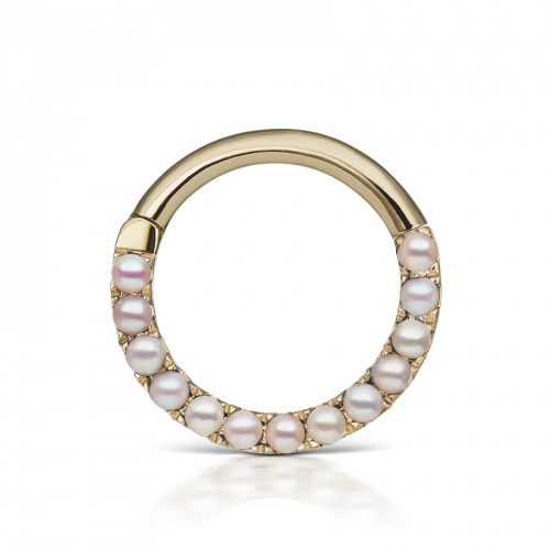 MARIA TASH 14G 9.5MM PEARL HORIZONTAL ETERNITY CLICKER ( YELLOW GOLD ...