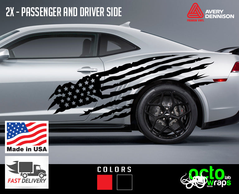 Chevrolet Camaro American Flag sides decal stickers – Octo Lab Stickers