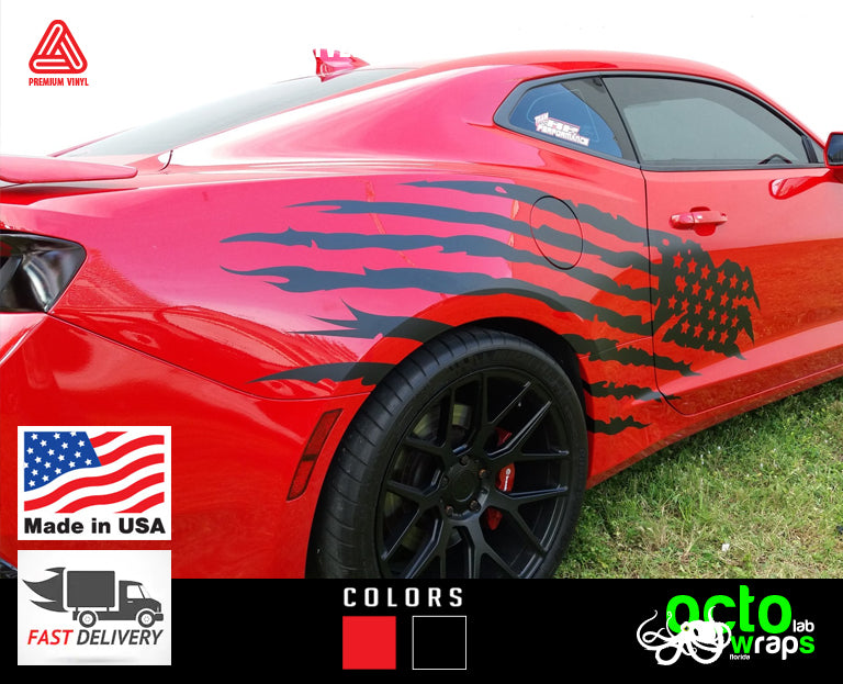 Chevrolet Camaro American Flag sides decal stickers – Octo Lab Stickers