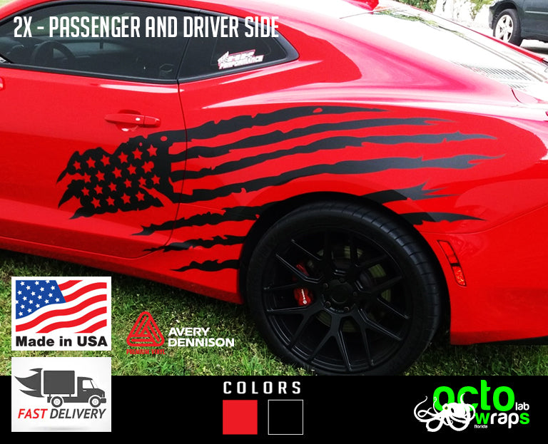 Chevrolet Camaro American Flag sides decal stickers – Octo Lab Stickers