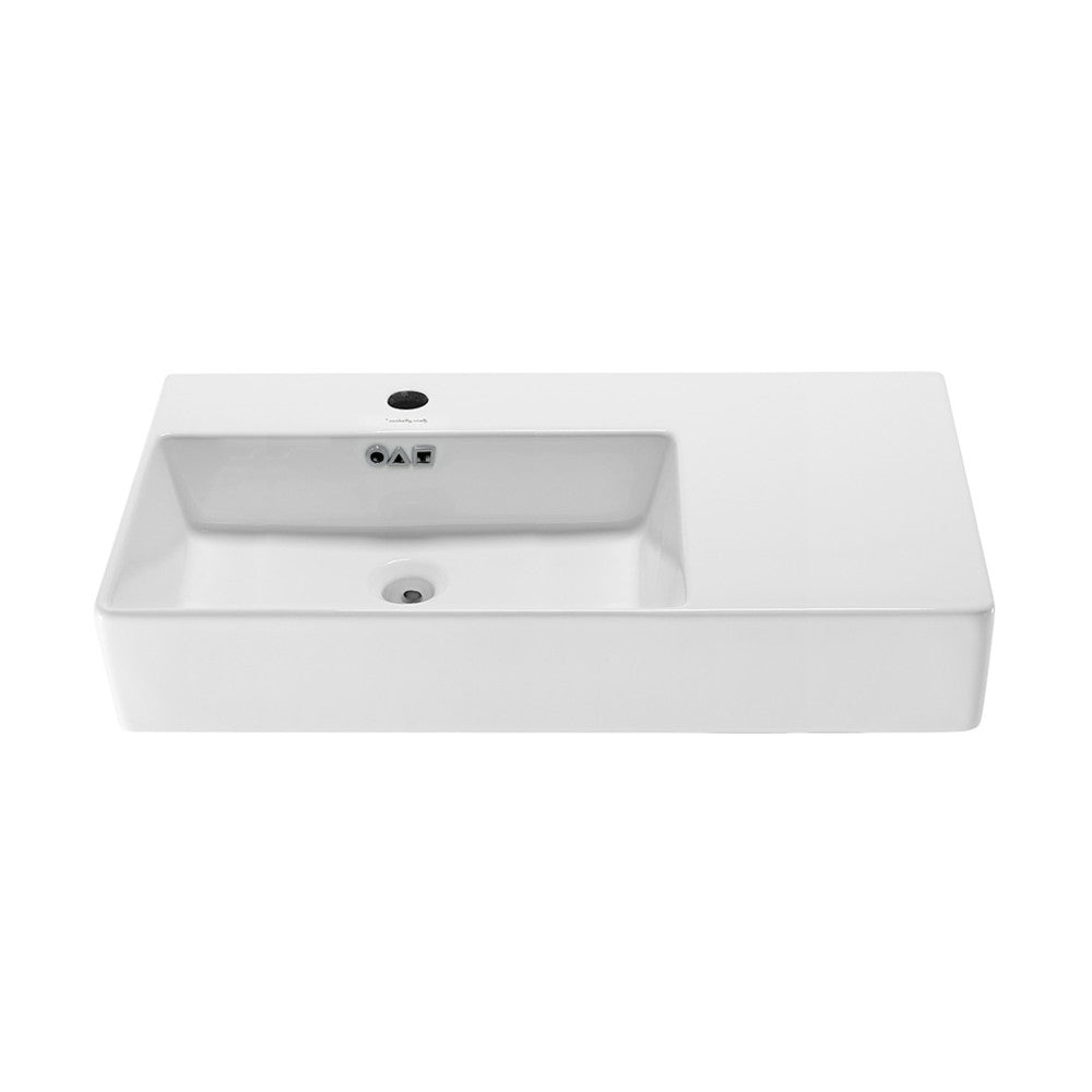 Swiss Madison St. Tropez 36" Rectangle Wall-Mounted Sink with Left Side Faucet Mount