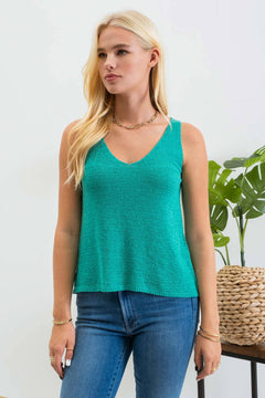 Green Knit Tank Top