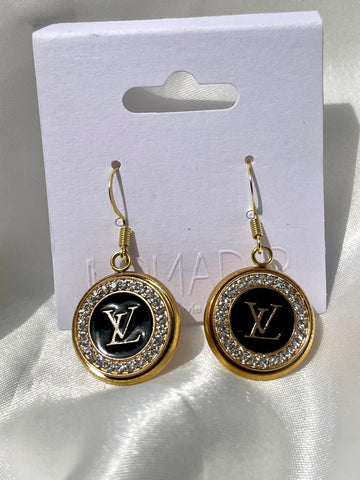 LV Swarovski Crystal Halo Stud Earrings- BLACK – Nomad'r Lifestyle Company