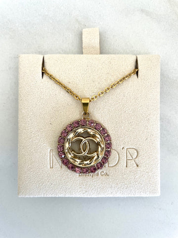 CC Quilted Logo Necklace- GOLD