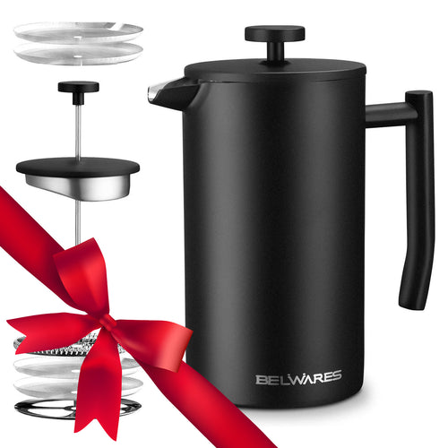 Minimal Double Wall Stainless Steel French Press 720ml in Silver/800Ml Brookstone