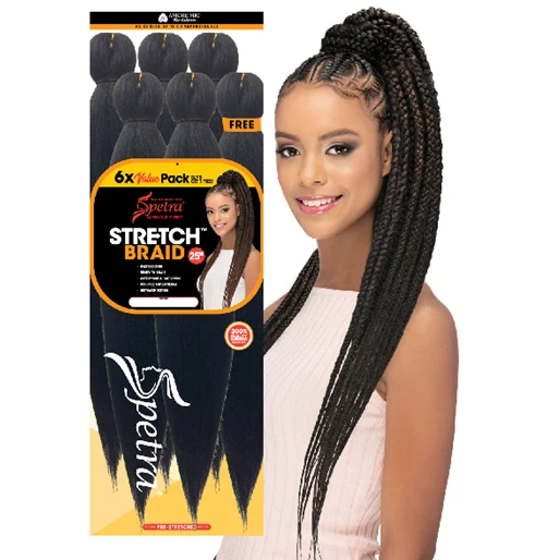 Spetra Spectra Ez Braid Pre-Stretched Braiding Hair 25 inch pack of 6 |  BeautyFlex UK