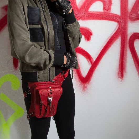 SKULL ROCKER Leather Holster Waist Bag Leg Bag and Hip Bag