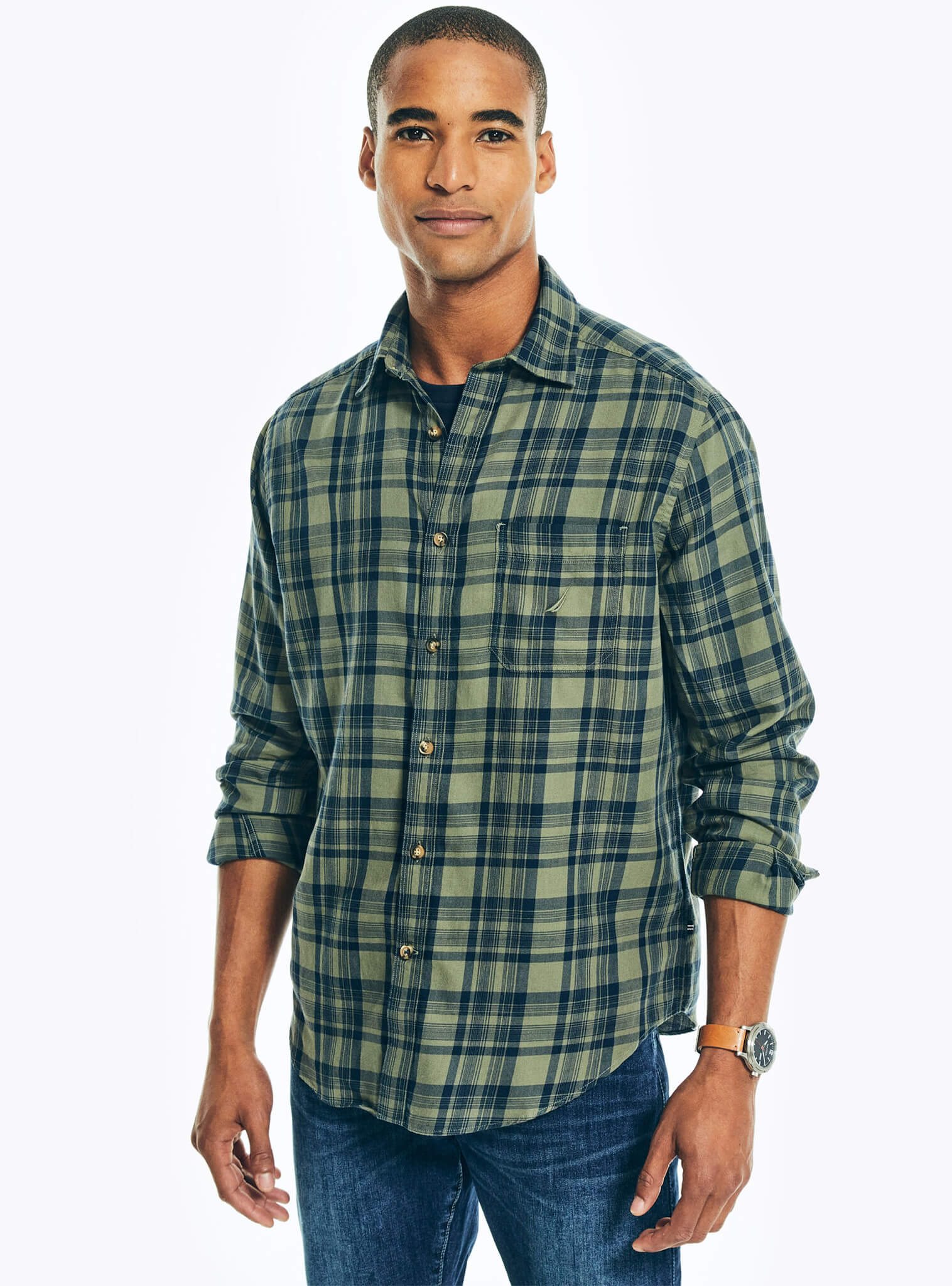 Camisa Manga Larga A Verde Sustainably Hombre –