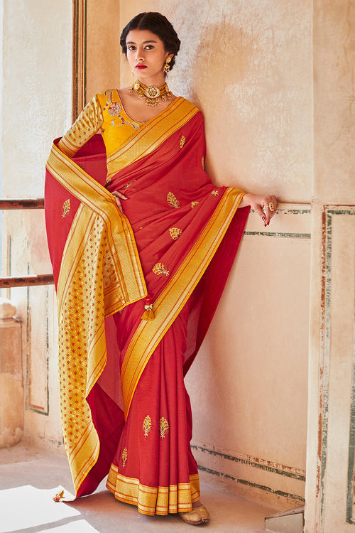 Rufous Red Paithani Saree With Weaving Work, पठानी साड़ी - Bhakti Silk  Mills, Surat | ID: 2851514444733